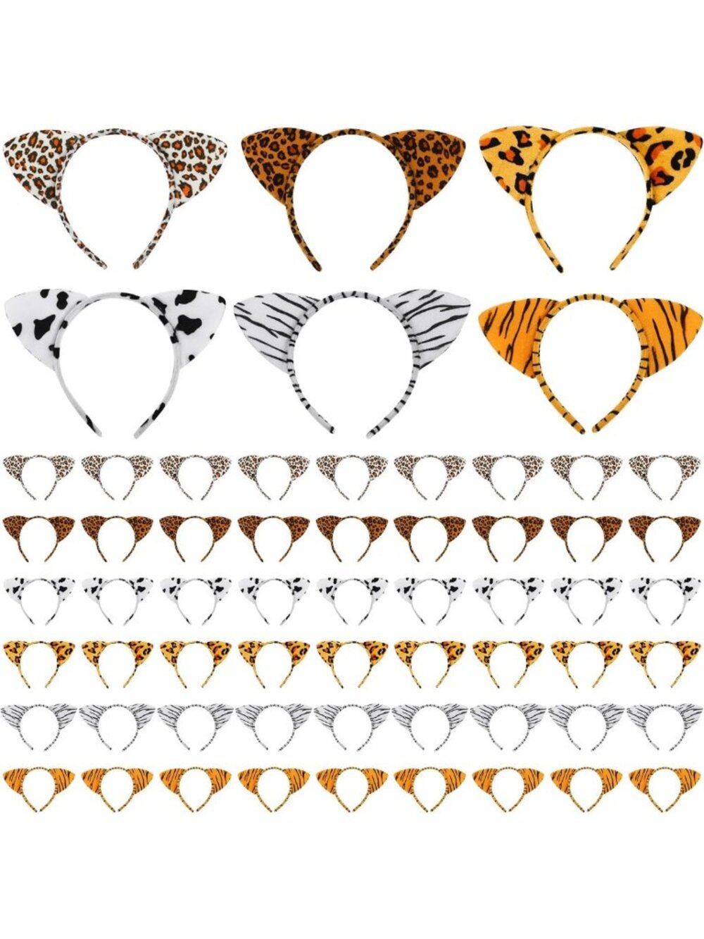 30 Pcs Jungle Animal Headbands | Safari Ears for Kids & Adults | Party Favors